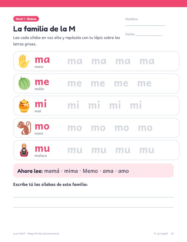 Página de la familia de la M